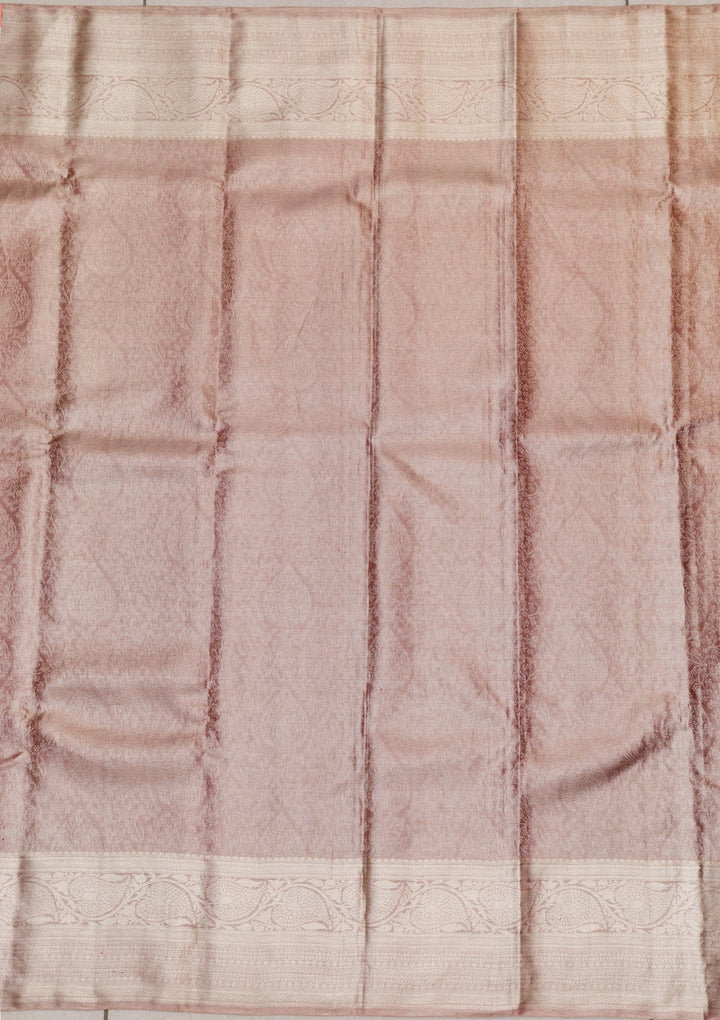 Onion Pink Zariwork Pure Silk Saree-Koskii