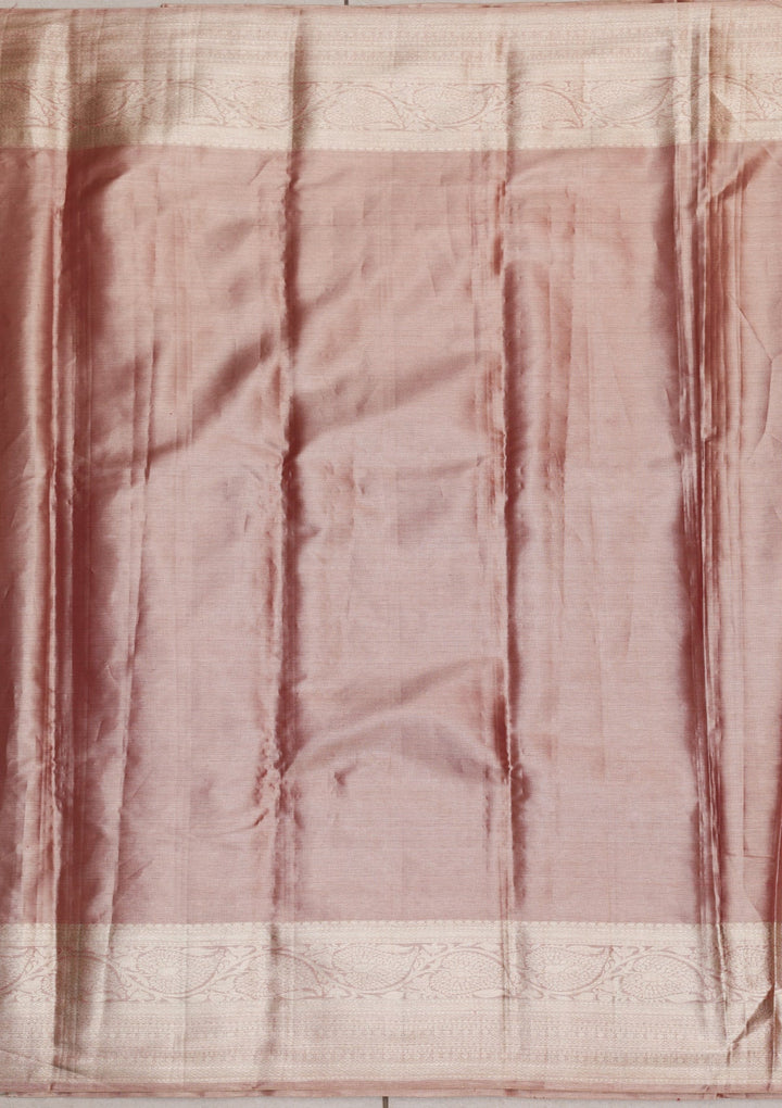 Onion Pink Zariwork Pure Silk Saree-Koskii