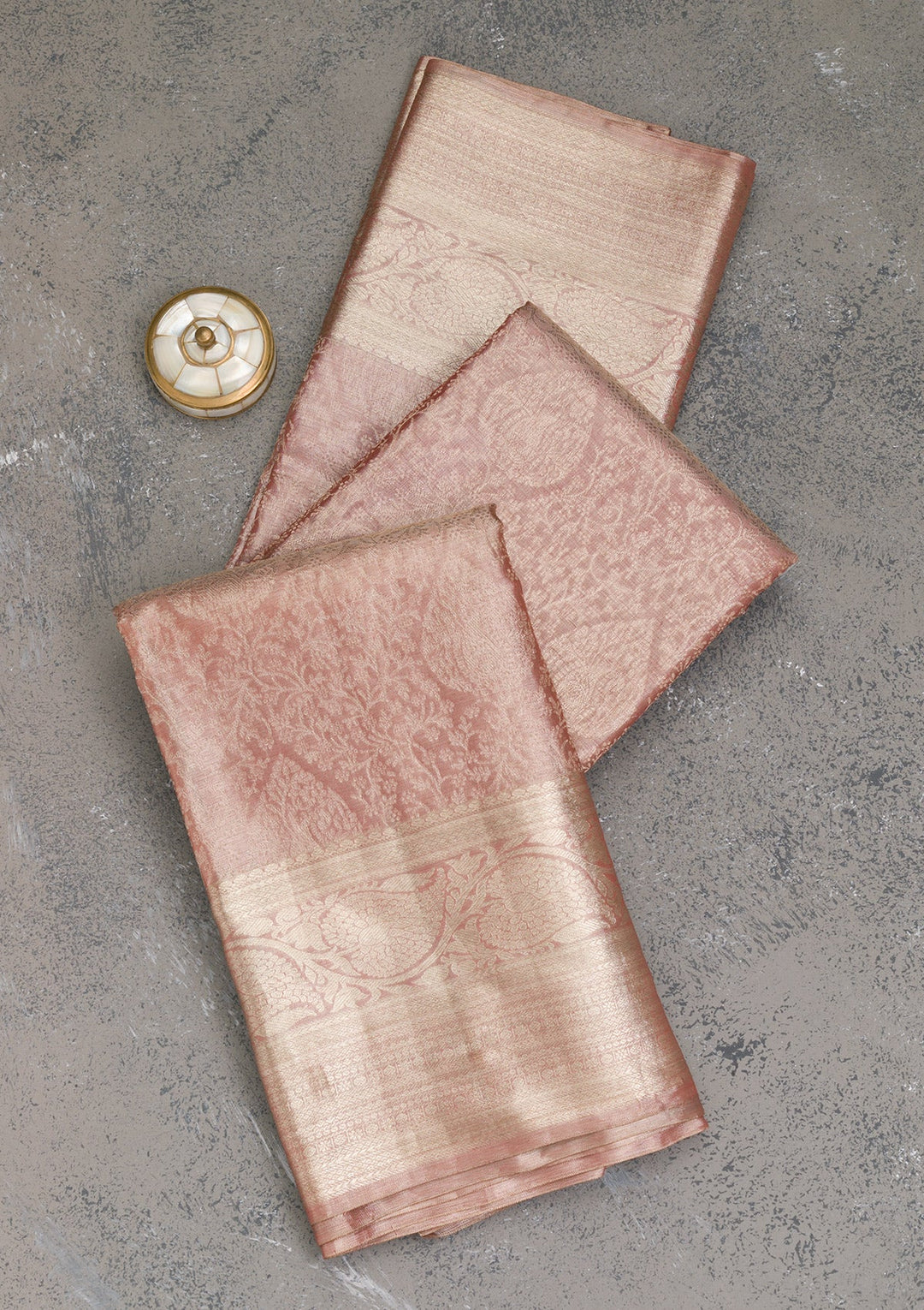 Onion Pink Zariwork Pure Silk Saree-Koskii
