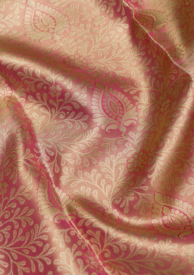 Onion Pink Zariwork Pure Silk Saree-Koskii