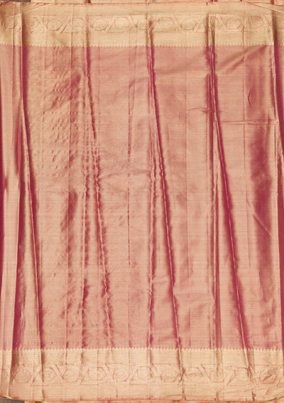 Onion Pink Zariwork Pure Silk Saree-Koskii