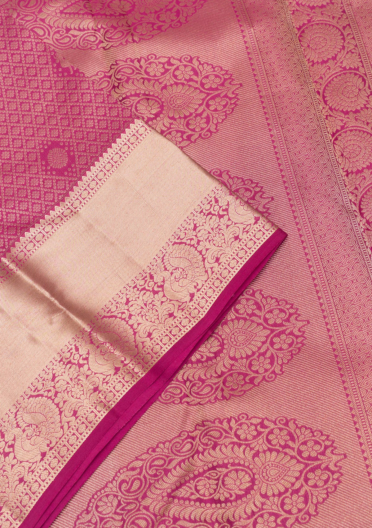 Onion Pink Zariwork Pure Silk Saree-Koskii