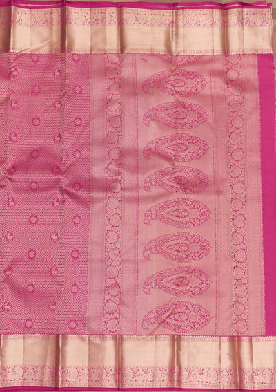 Onion Pink Zariwork Pure Silk Saree-Koskii