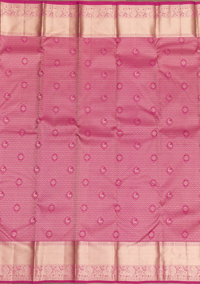 Onion Pink Zariwork Pure Silk Saree-Koskii