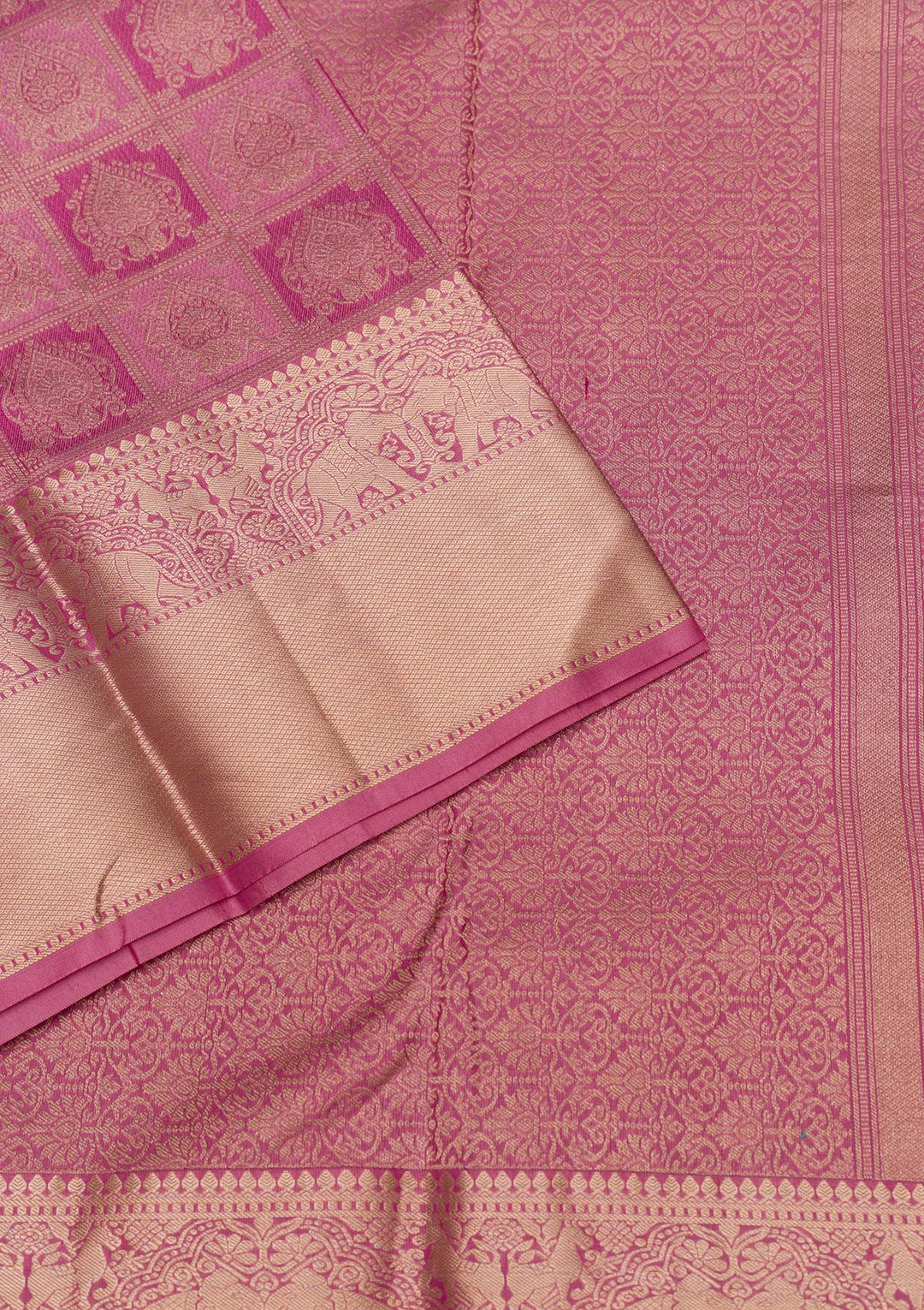 Onion Pink Zariwork Pure Silk Saree-Koskii
