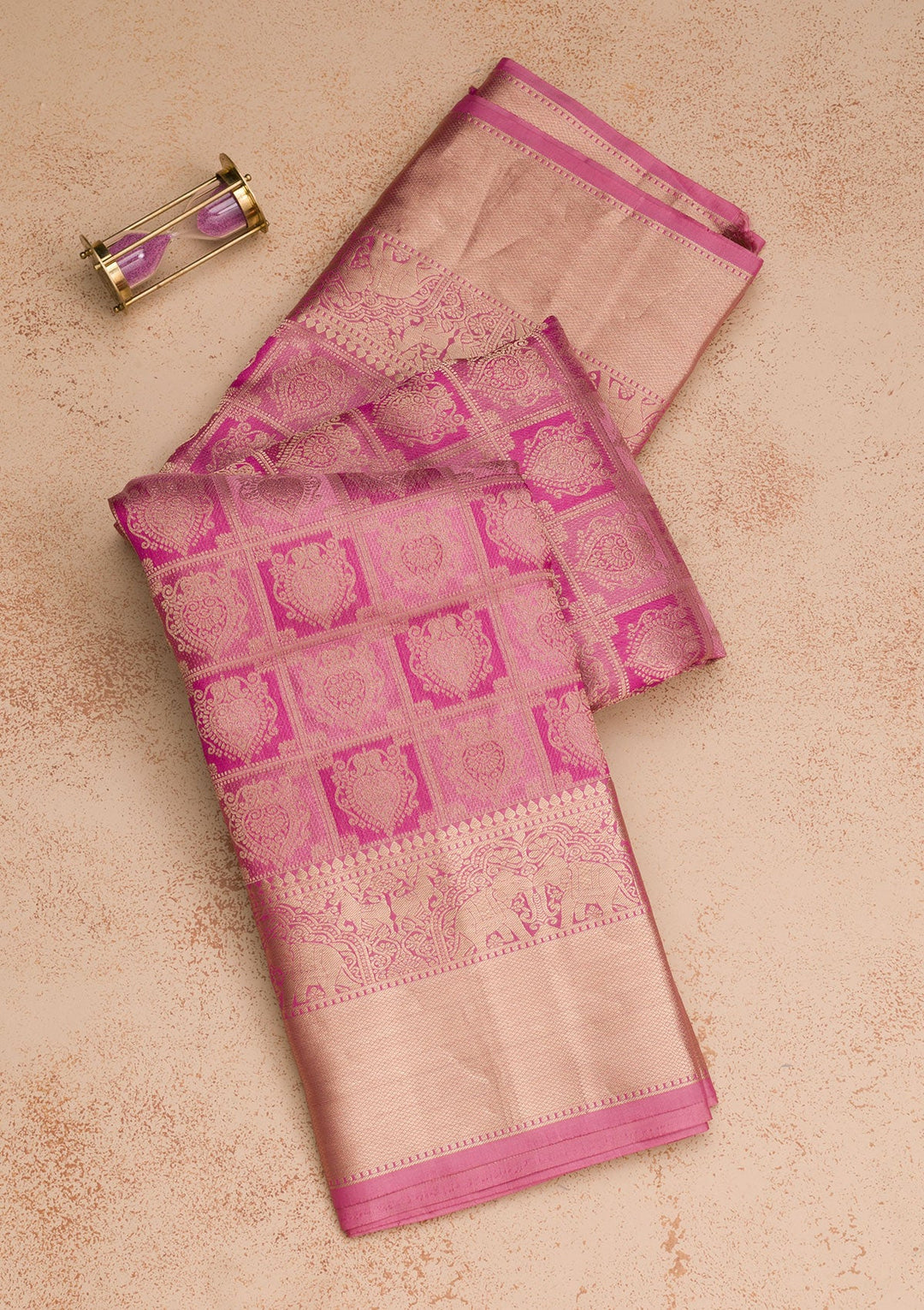 Onion Pink Zariwork Pure Silk Saree-Koskii