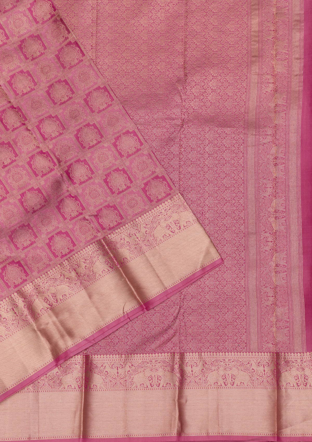 Onion Pink Zariwork Pure Silk Saree-Koskii
