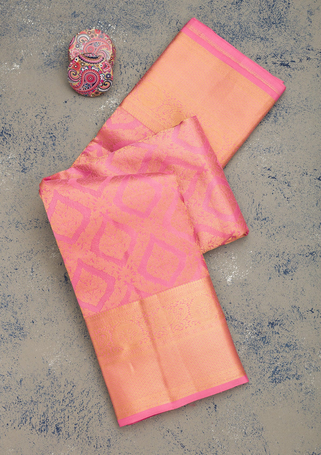 Onion Pink Zariwork Pure Silk Saree-Koskii