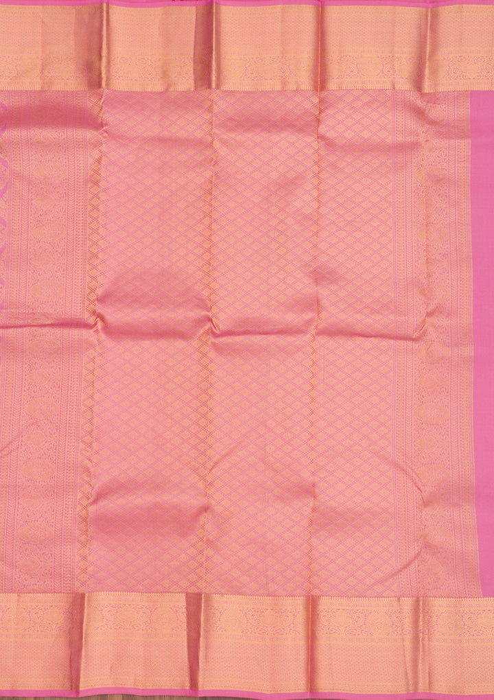 Onion Pink Zariwork Pure Silk Saree-Koskii