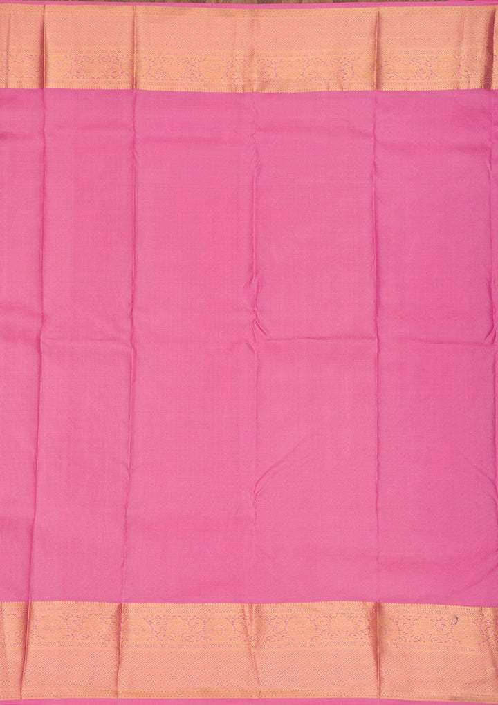 Onion Pink Zariwork Pure Silk Saree-Koskii