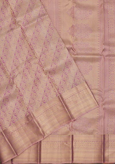 Onion Pink Zariwork Pure Silk Saree