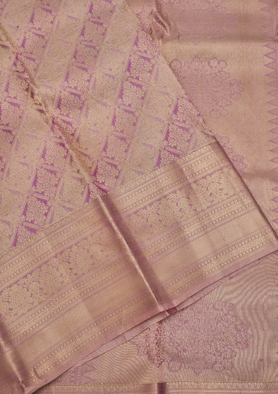 Onion Pink Zariwork Pure Silk Saree