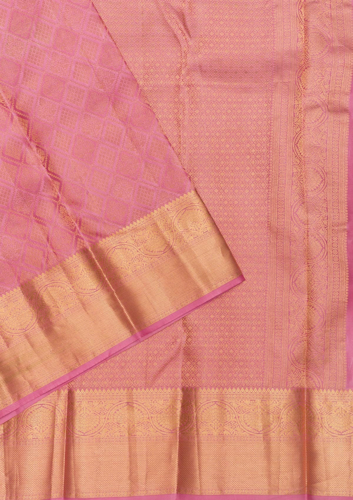 Onion Pink Zariwork Pure Silk Saree-Koskii