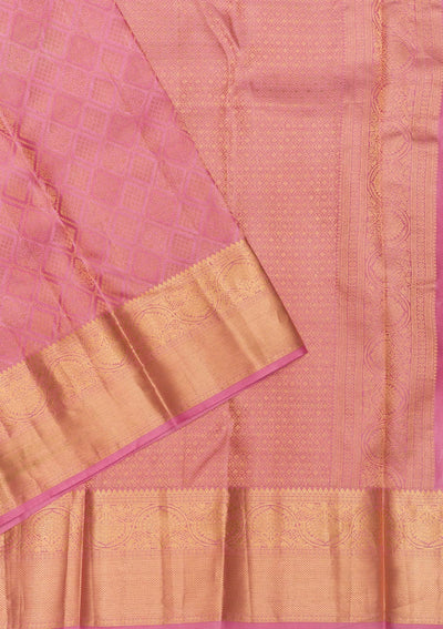 Onion Pink Zariwork Pure Silk Saree-Koskii