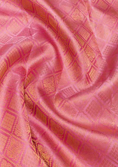 Onion Pink Zariwork Pure Silk Saree-Koskii