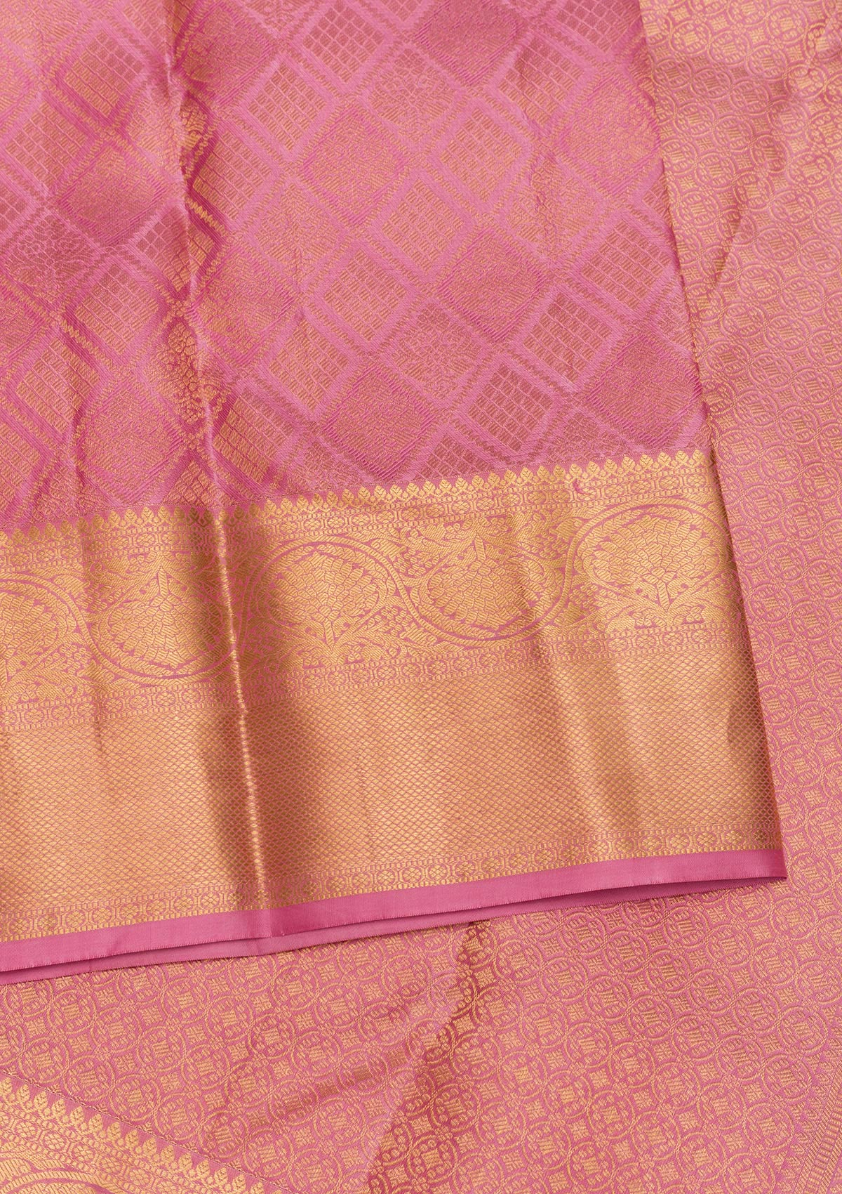 Onion Pink Zariwork Pure Silk Saree-Koskii