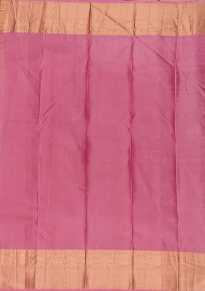 Onion Pink Zariwork Pure Silk Saree-Koskii