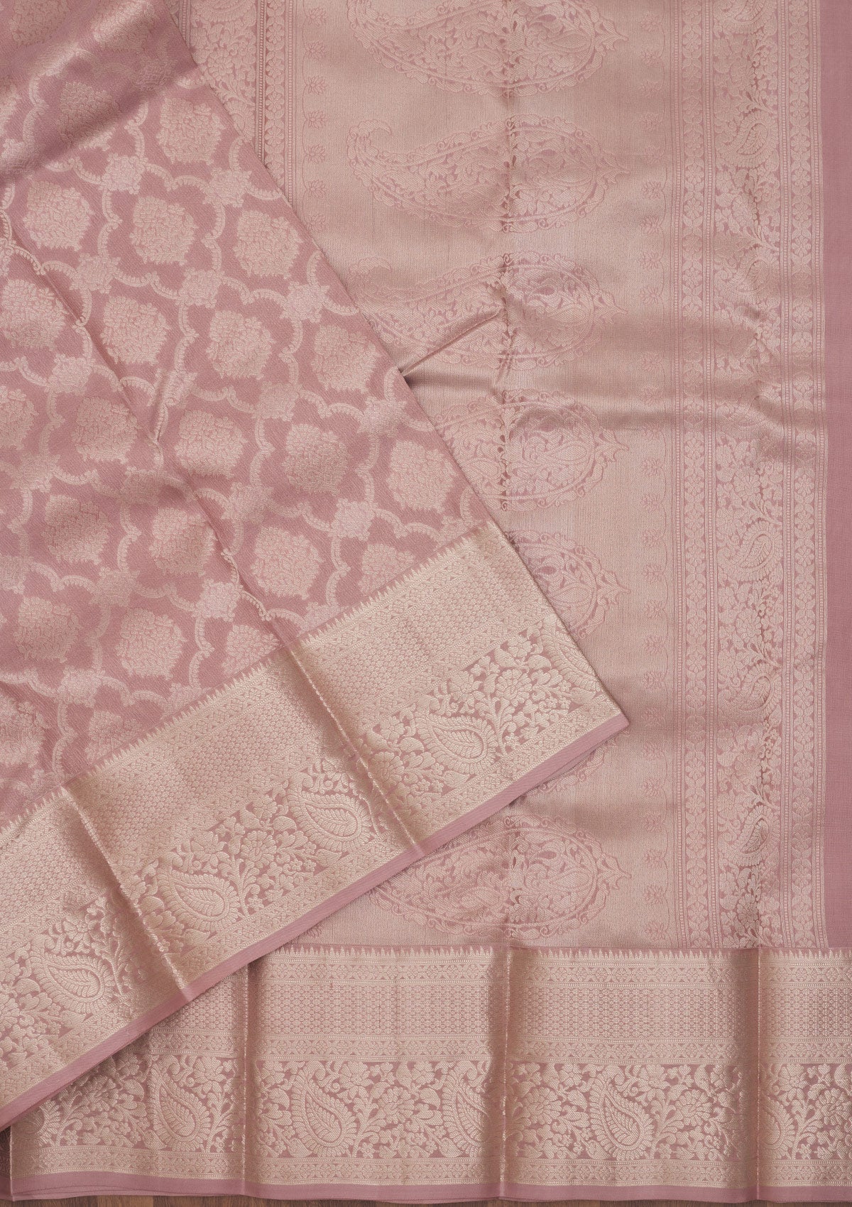 Onion Pink Zariwork Pure Silk Saree