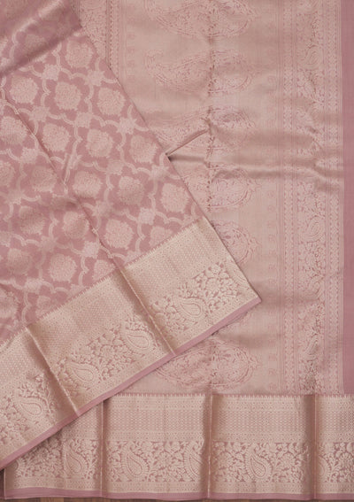 Onion Pink Zariwork Pure Silk Saree