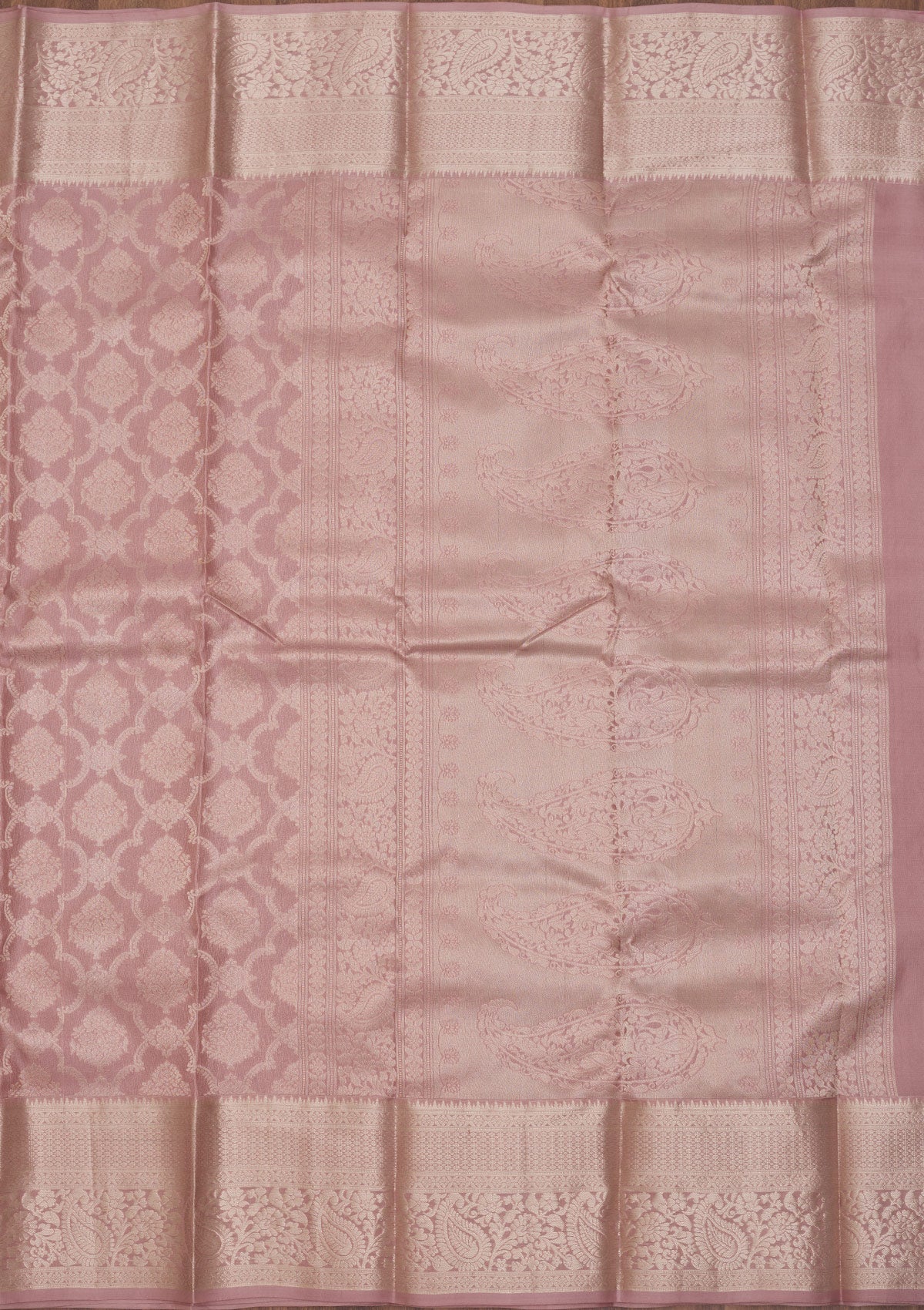 Onion Pink Zariwork Pure Silk Saree
