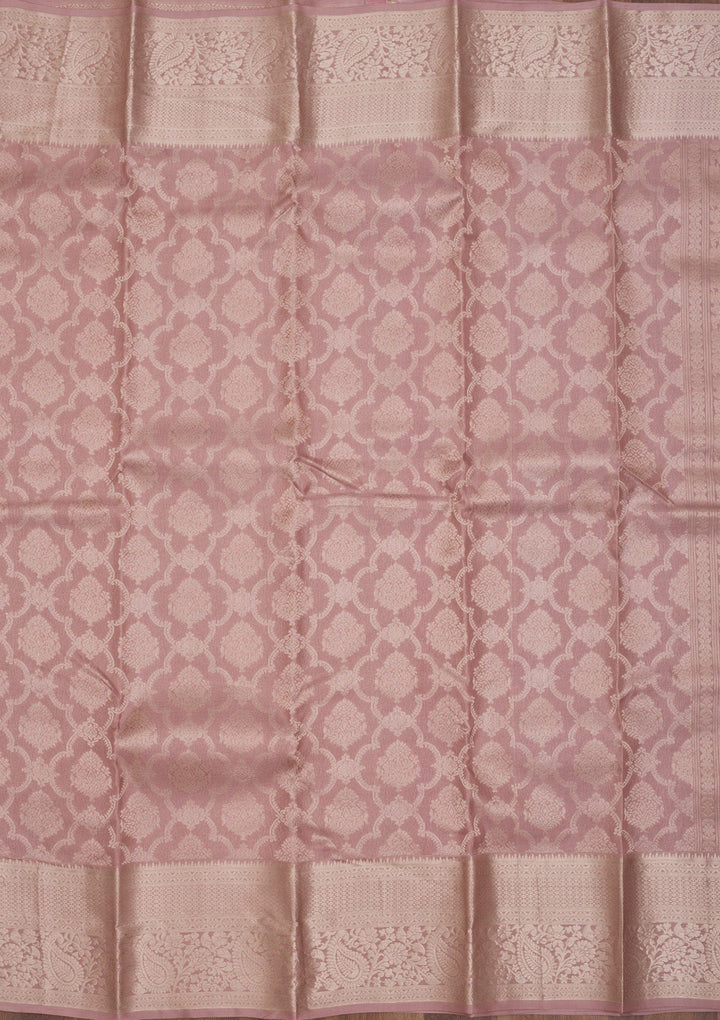 Onion Pink Zariwork Pure Silk Saree