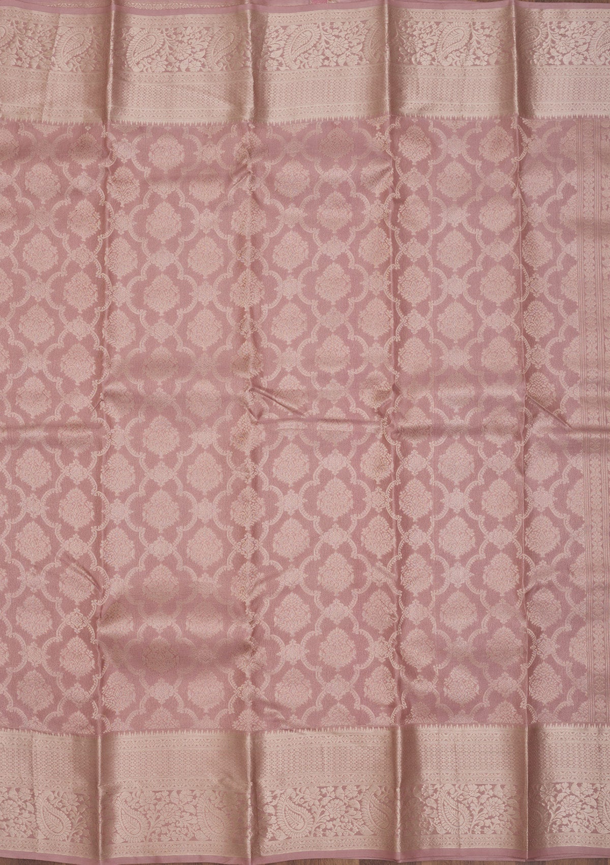 Onion Pink Zariwork Pure Silk Saree