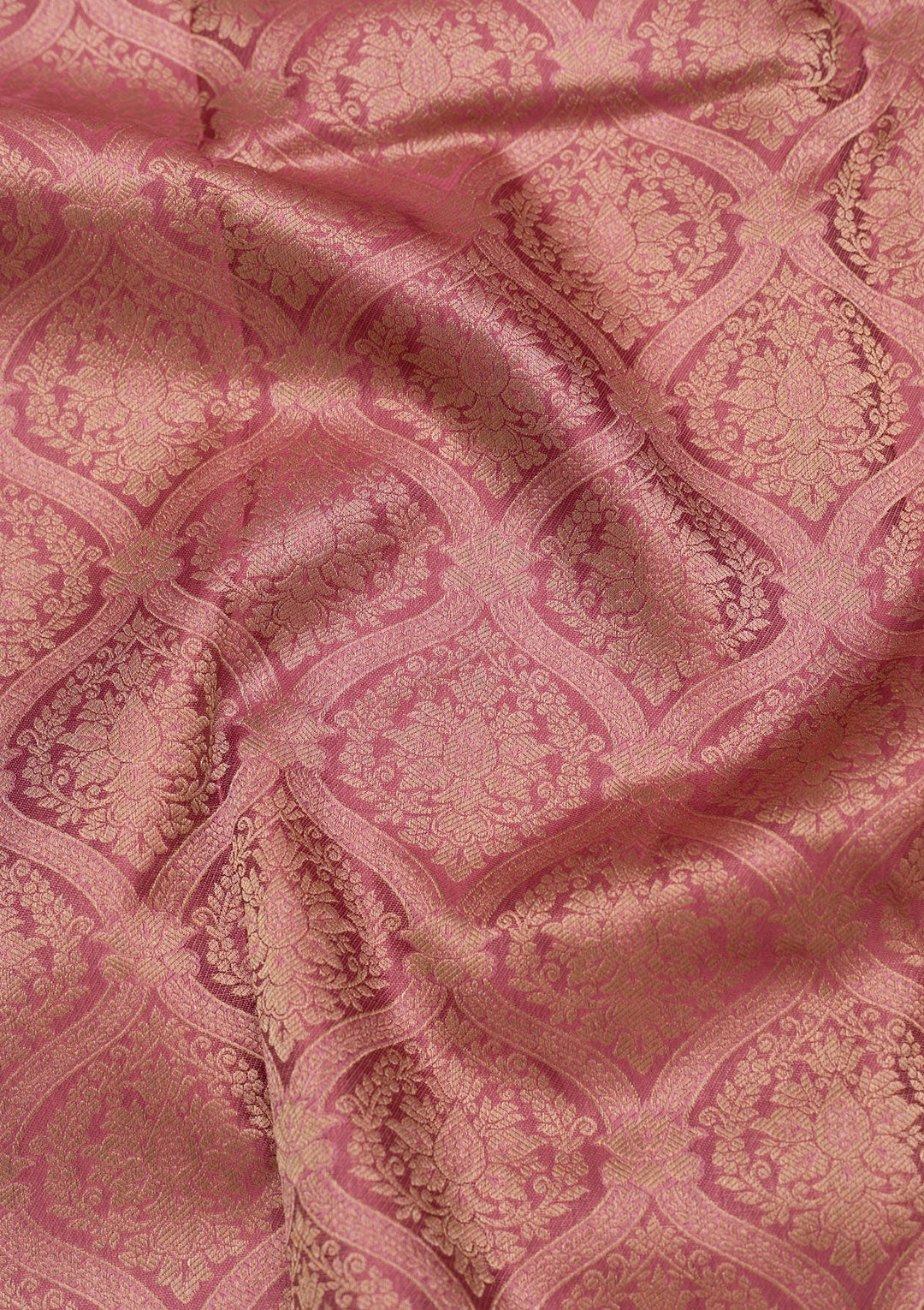 Onion Pink Zariwork Pure Silk Saree-Koskii