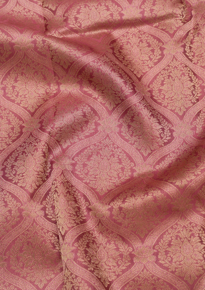 Onion Pink Zariwork Pure Silk Saree-Koskii