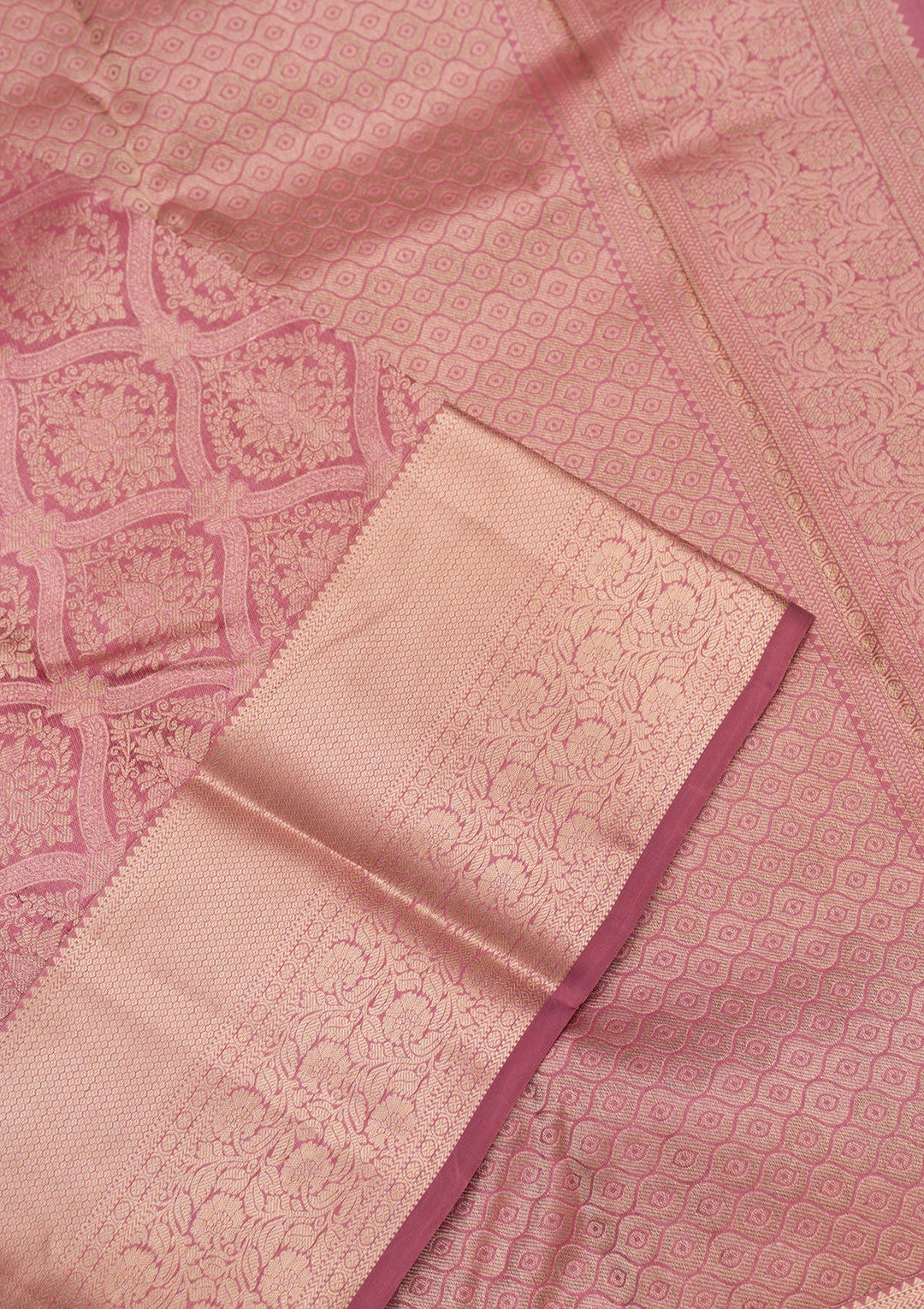 Onion Pink Zariwork Pure Silk Saree-Koskii
