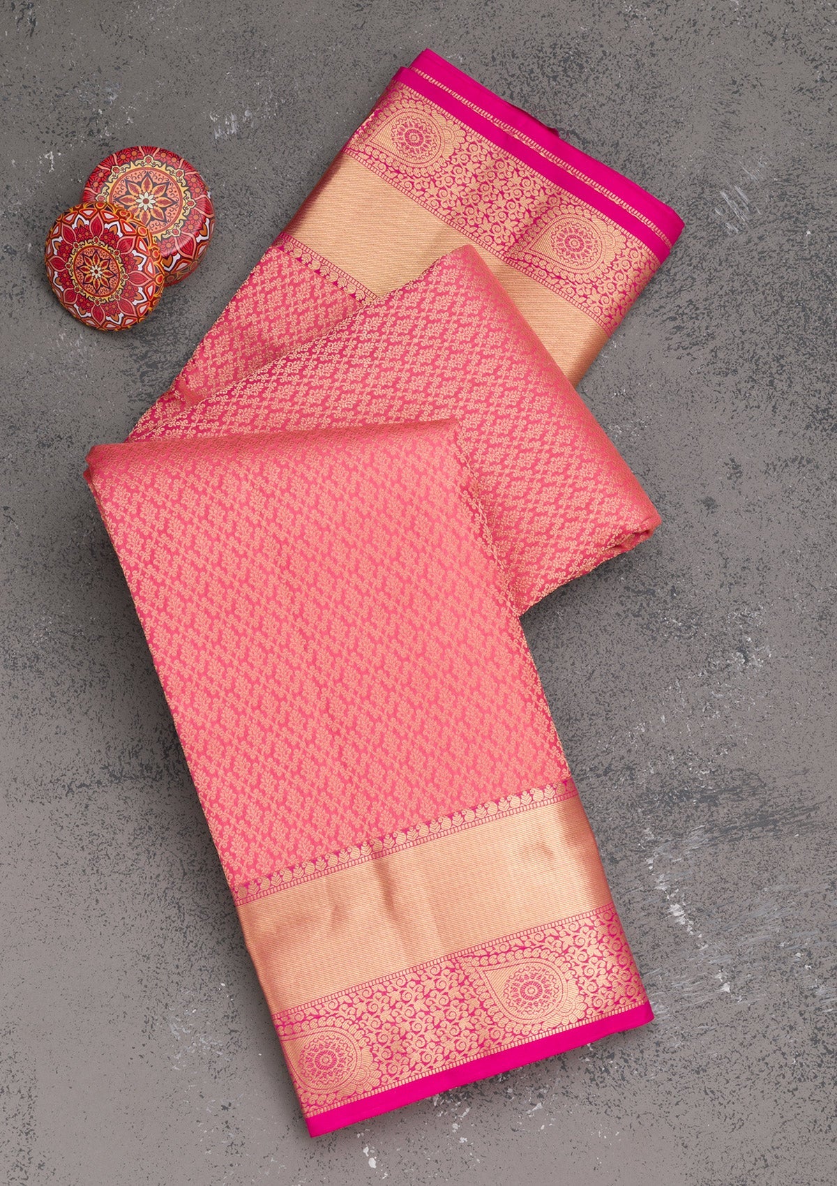 Onion Pink Zariwork Pure Silk Saree-Koskii