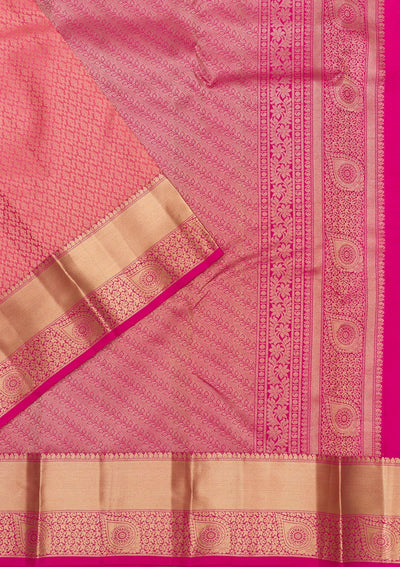 Onion Pink Zariwork Pure Silk Saree-Koskii