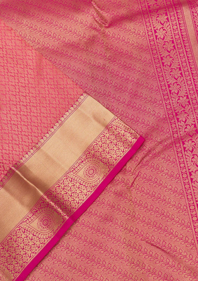 Onion Pink Zariwork Pure Silk Saree-Koskii