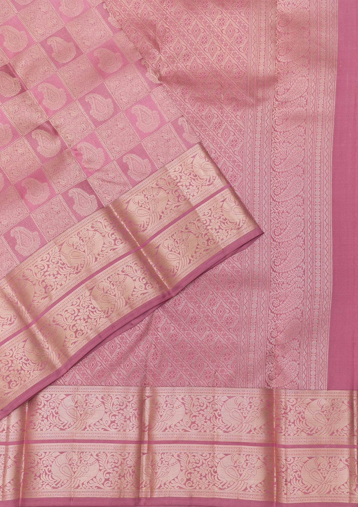 Onion Pink Zariwork Pure Silk Saree-Koskii