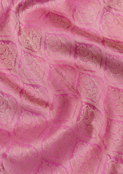 Onion Pink Zariwork Pure Silk Saree-Koskii