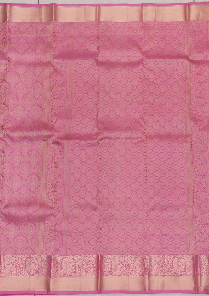 Onion Pink Zariwork Pure Silk Saree-Koskii