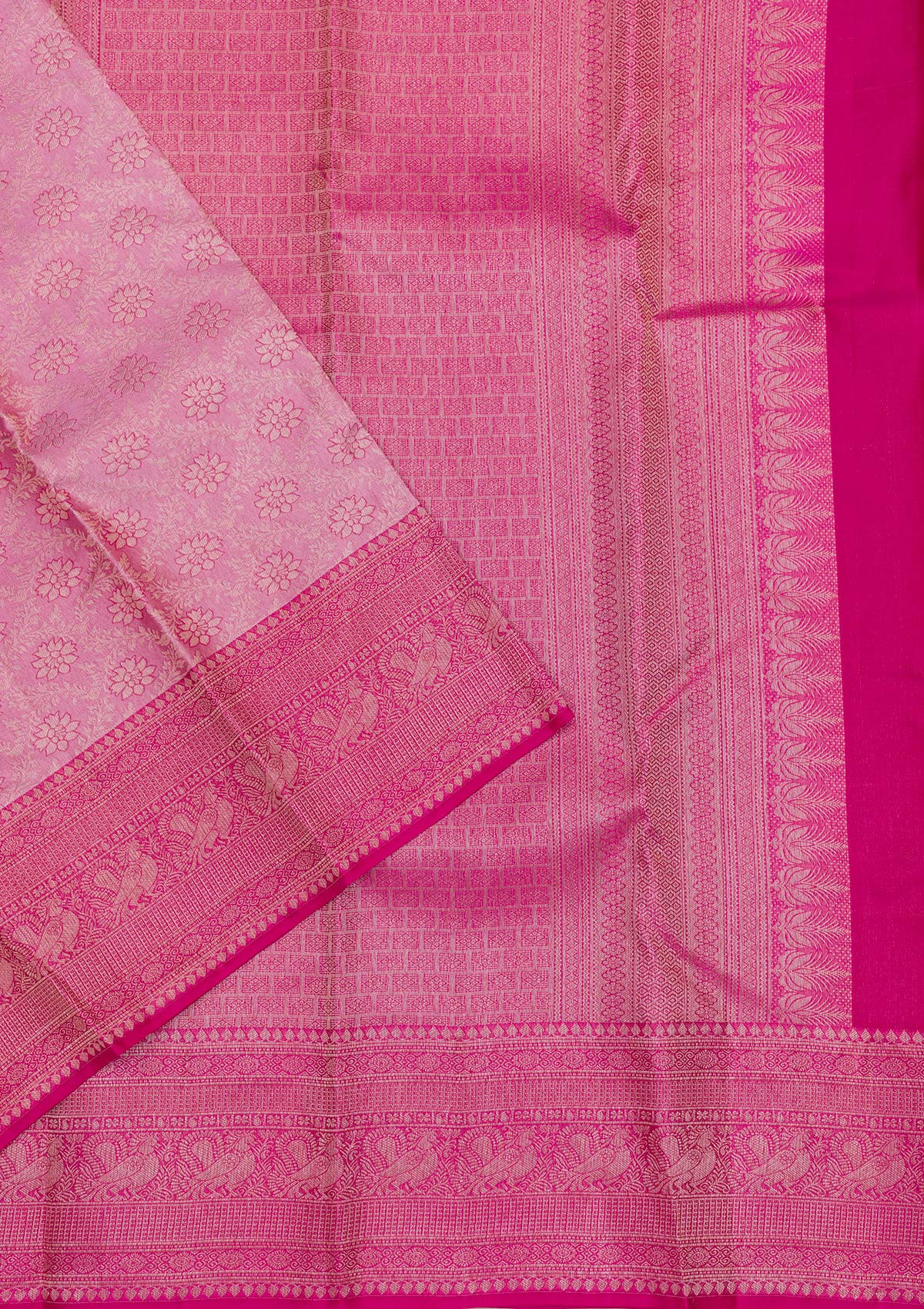 Onion Pink Zariwork Pure Silk Saree-Koskii