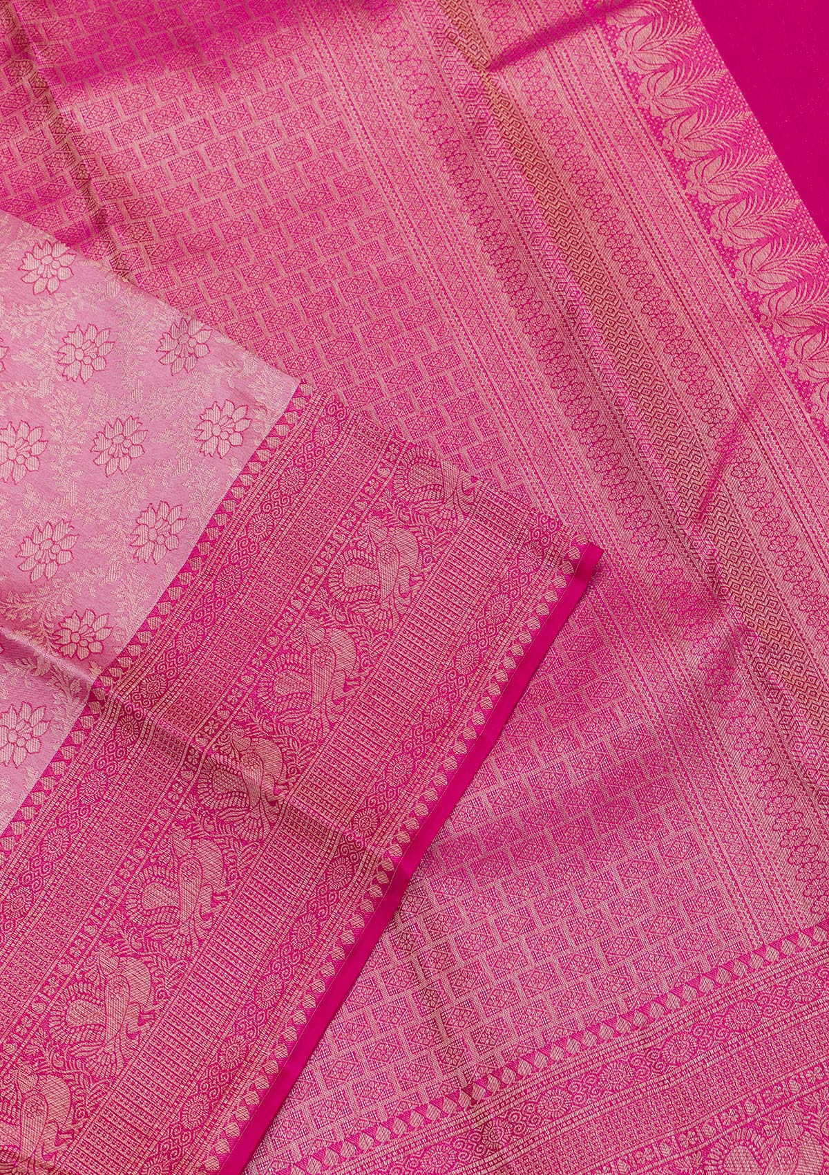 Onion Pink Zariwork Pure Silk Saree-Koskii