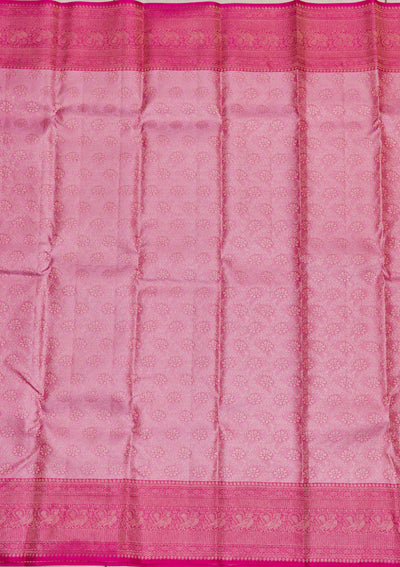 Onion Pink Zariwork Pure Silk Saree-Koskii