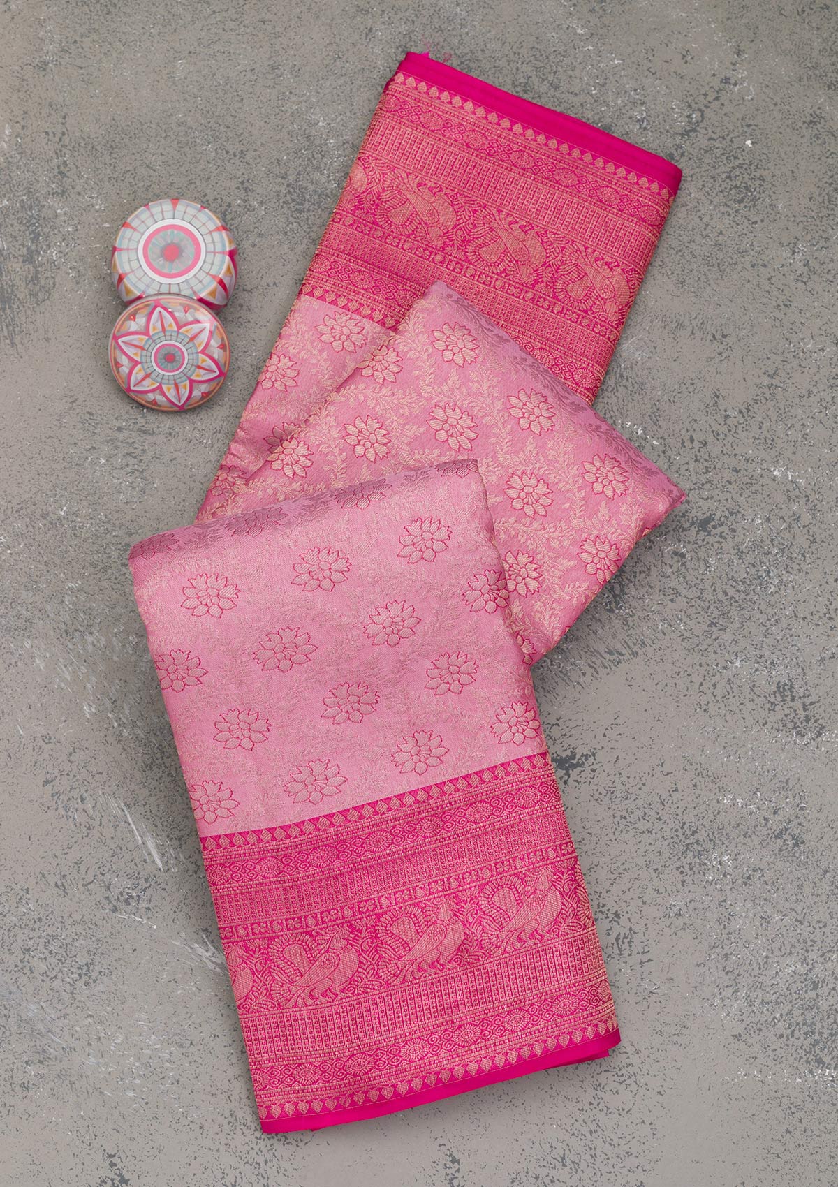 Onion Pink Zariwork Pure Silk Saree-Koskii