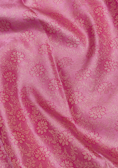 Onion Pink Zariwork Pure Silk Saree-Koskii