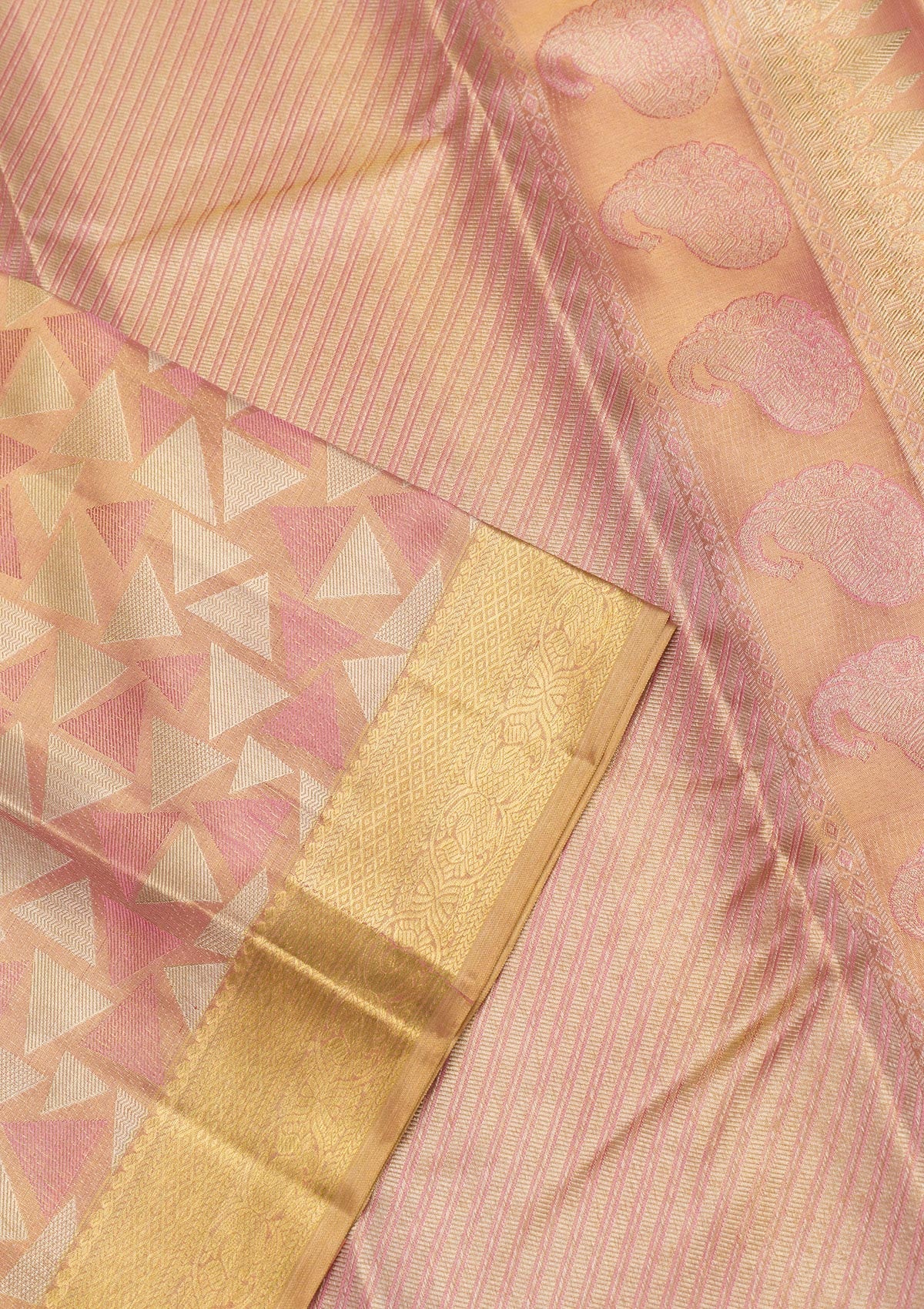 Onion Pink Zariwork Pure Silk Saree-Koskii