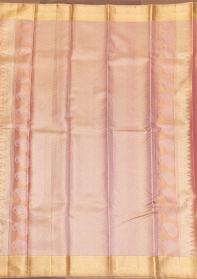 Onion Pink Zariwork Pure Silk Saree-Koskii