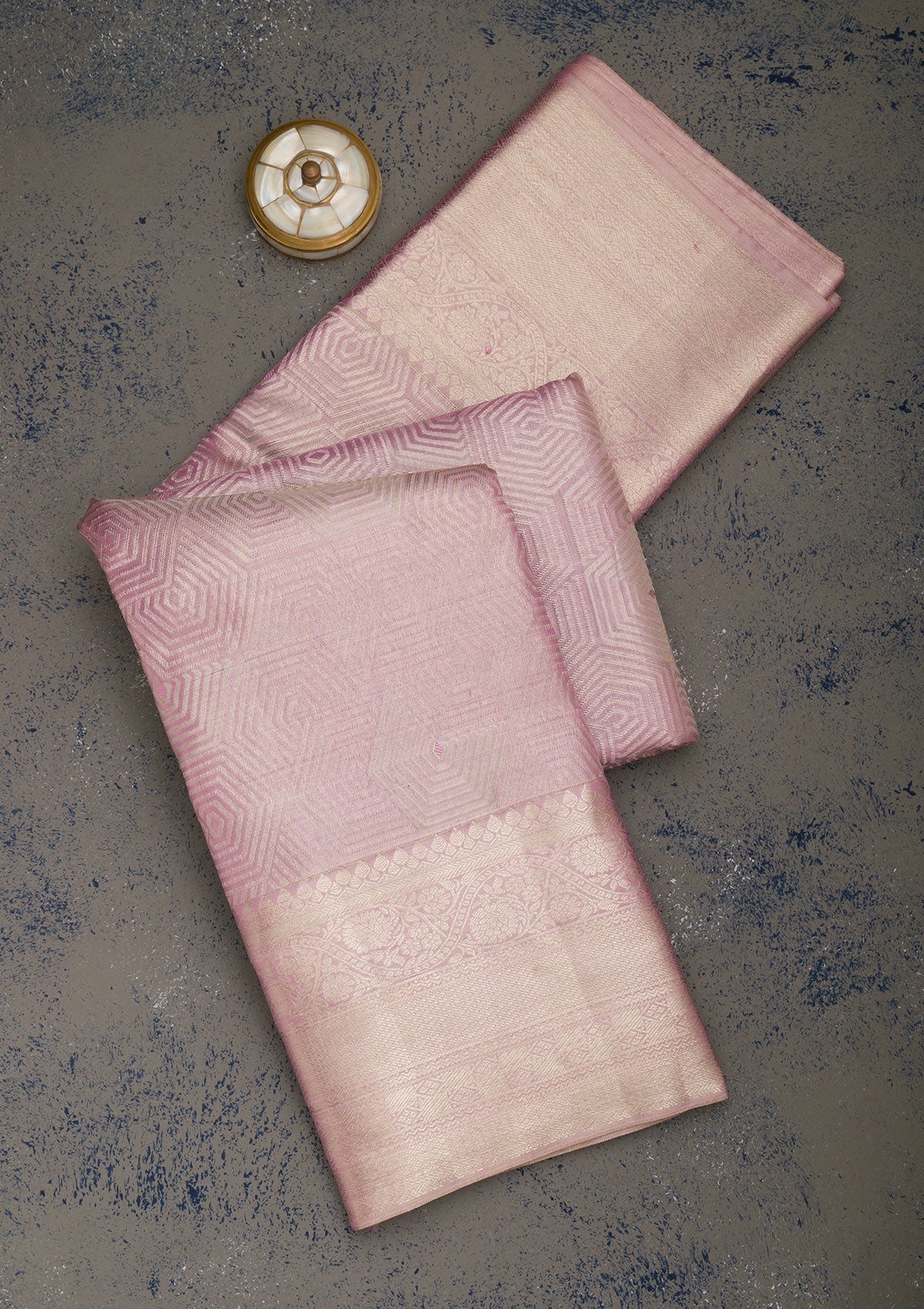 Onion Pink Zariwork Pure Silk Saree-Koskii