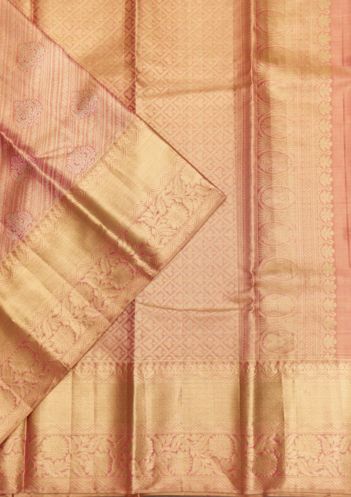 Onion Pink Zariwork Pure Silk Saree-Koskii