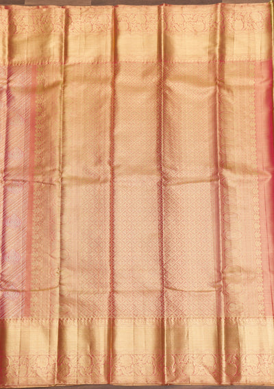 Onion Pink Zariwork Pure Silk Saree-Koskii