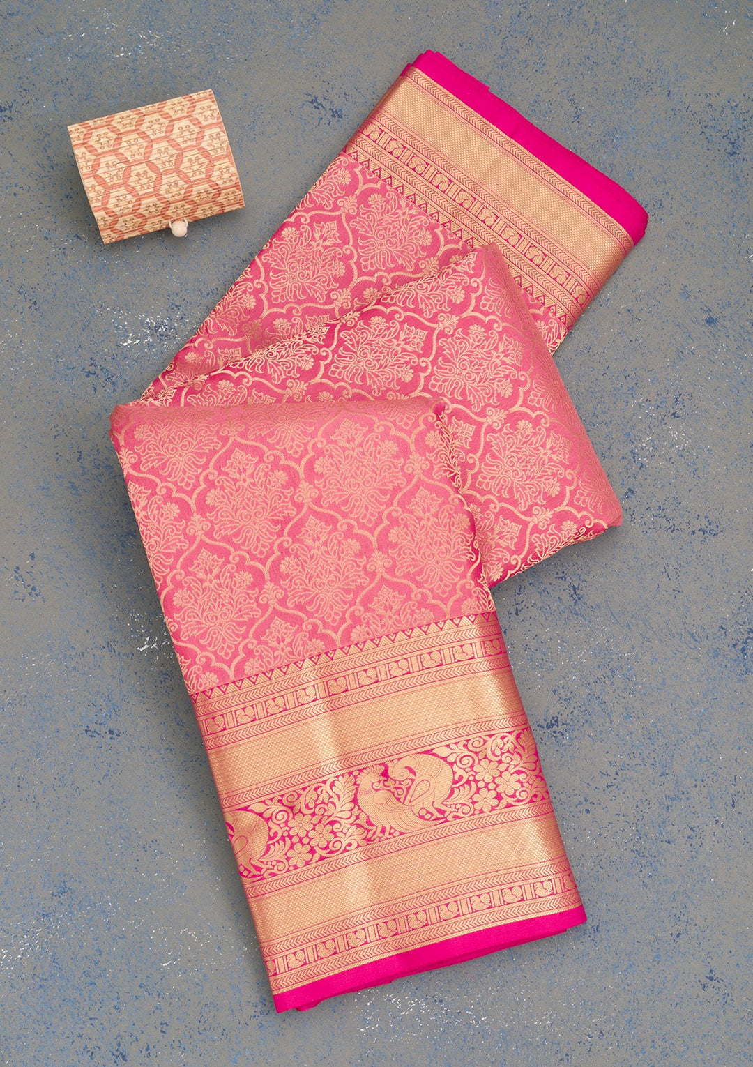 Onion Pink Zariwork Pure Silk Saree-Koskii