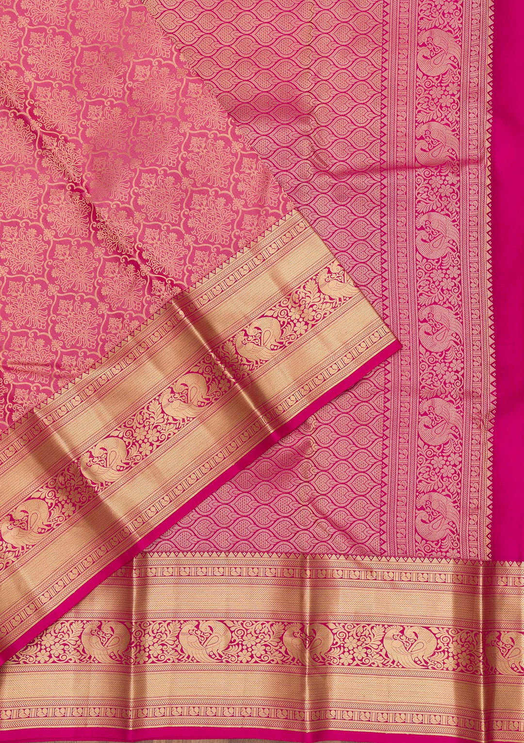 Onion Pink Zariwork Pure Silk Saree-Koskii