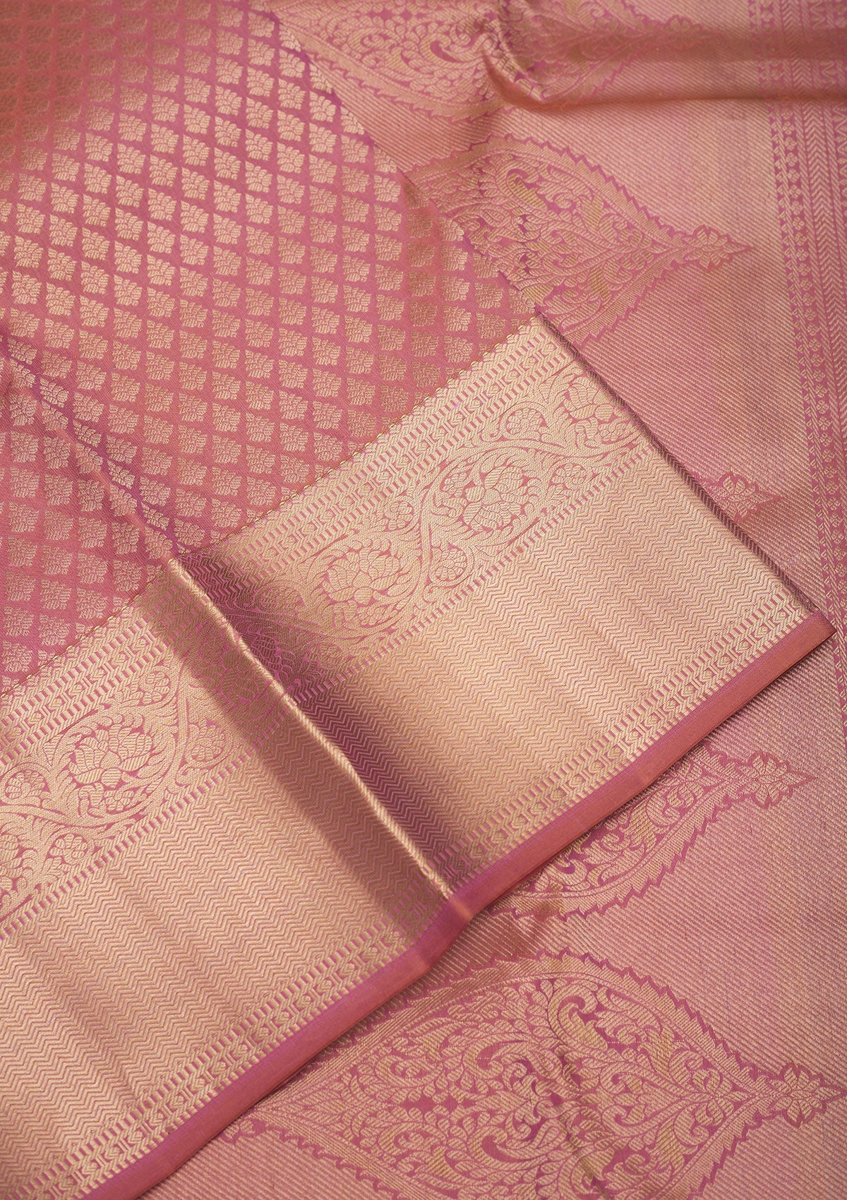 Onion Pink Zariwork Pure Silk Saree-Koskii