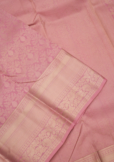 Onion Pink Zariwork Pure Silk Saree-Koskii