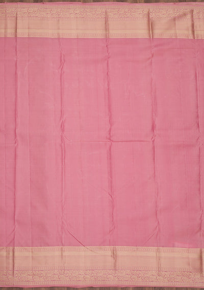 Onion Pink Zariwork Pure Silk Saree-Koskii